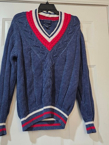 Gant navy cable knit neck - gant, v-neck